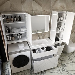 Style Line Тумба с раковиной Марелла 80 Люкс Plus антискрейтч белая – фотография-5